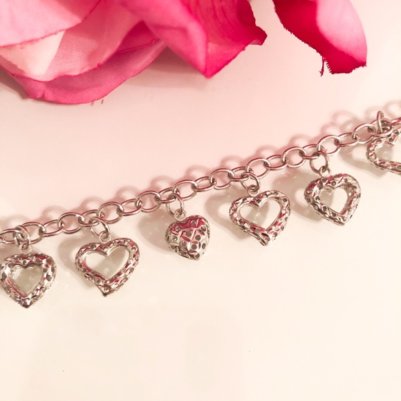 Genuine Silver Heart Charm Bracelet - Picture 7 of 9